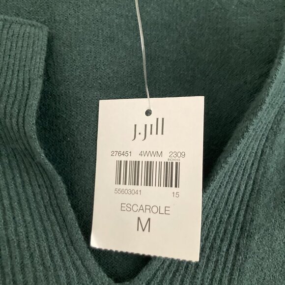 J Jill Sweater Escarole Green Long Sleeve V Neck Workwear Minimalist Classic NWT - Picture 9 of 11